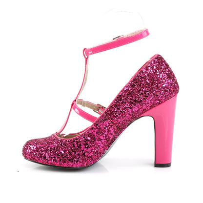 Pleaser Pink Label Womens Pumps QUEEN-01 H. Pink Glitter-Pat