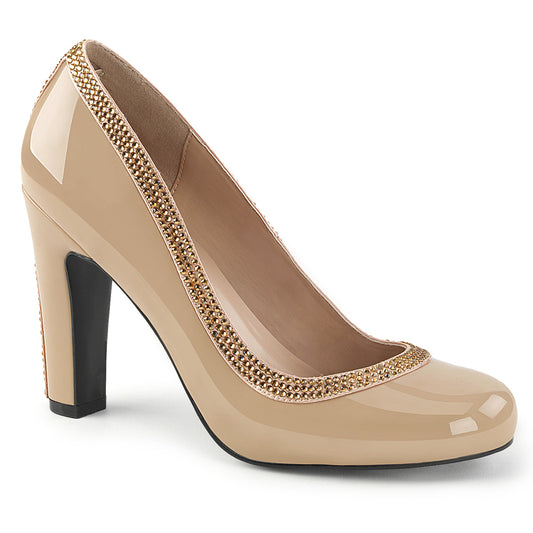 Pleaser Pink Label Womens Pumps QUEEN-04 Cream Pat