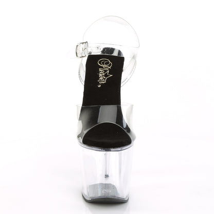 Pleaser Womens Sandals RADIANT-708 Clr-Blk/Clr