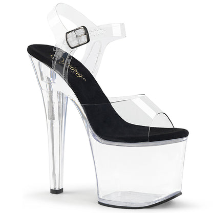 Pleaser Womens Sandals RADIANT-708 Clr-Blk/Clr