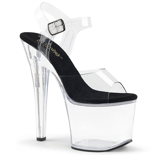 Pleaser Womens Sandals RADIANT-708 Clr-Blk/Clr