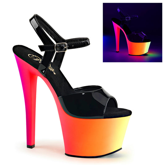 Pleaser Womens Sandals RAINBOW-309UV Blk Pat/Neon Multi