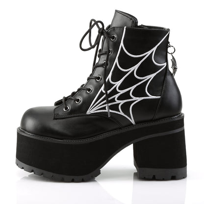 DemoniaCult Womens Ankle Boots RANGER-105 Blk Vegan Leather