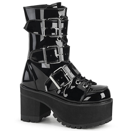 DemoniaCult Stivali alla caviglia femminile RANGER-308 brevetto BLK