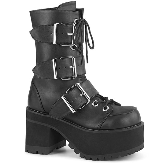 DemoniaCult Stivali alla caviglia femminile RANGER-308 pelle vegana BLK