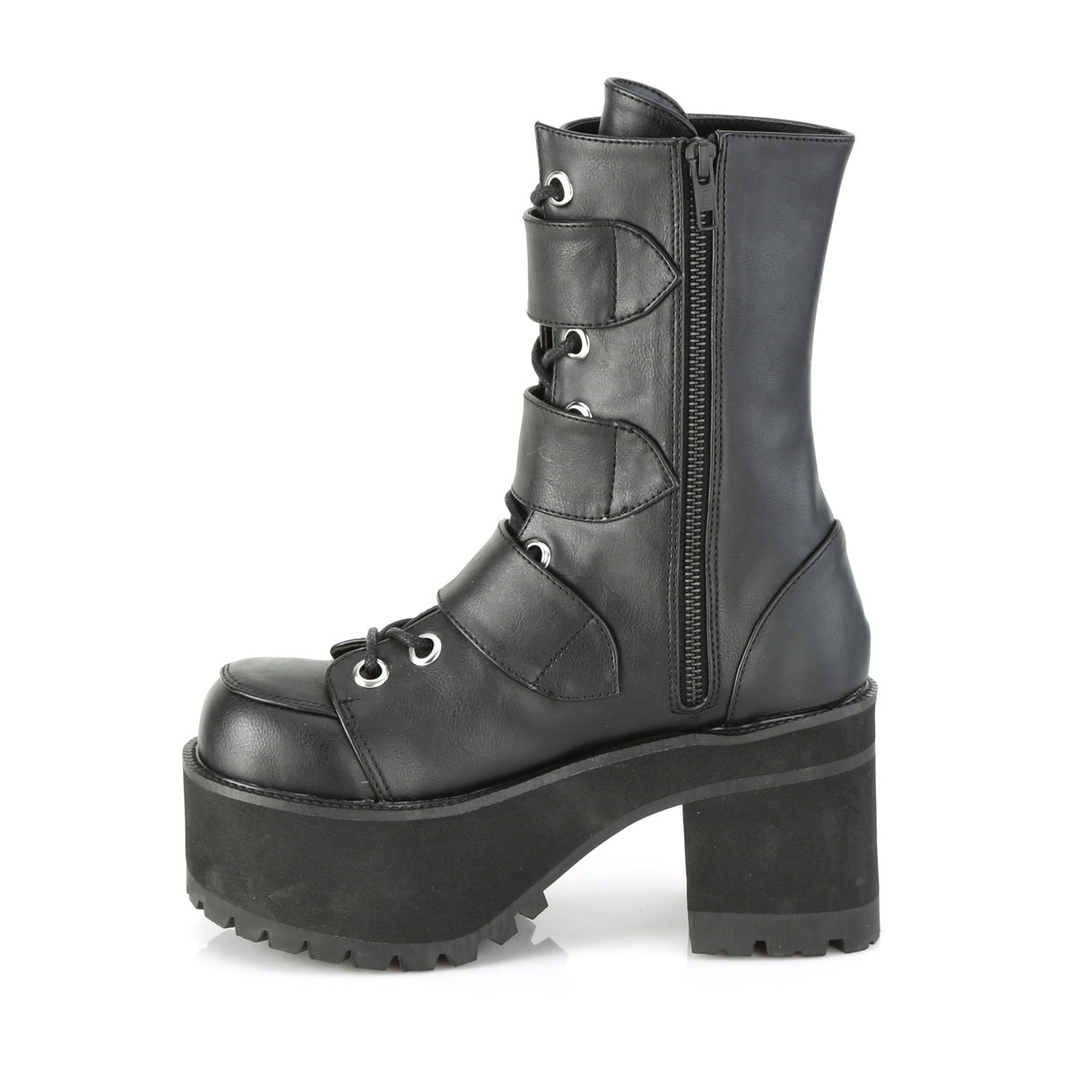 DemoniaCult Stivali alla caviglia femminile RANGER-308 pelle vegana BLK