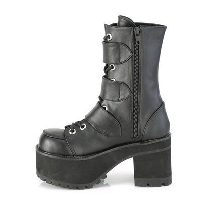 DemoniaCult Stivali alla caviglia femminile RANGER-308 pelle vegana BLK