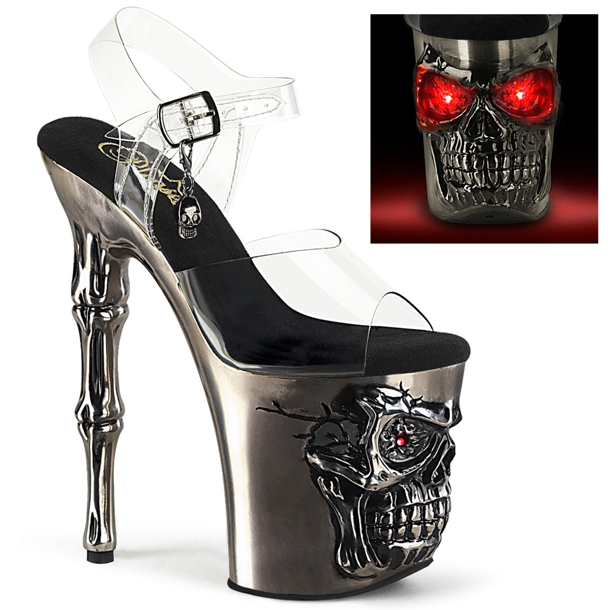 Pleaser  Sandali RAPTURE-808-lt Clr/raso peltro Chrome