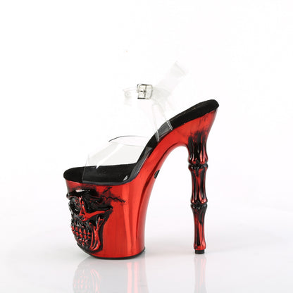 Pleaser  Sandali RAPTURE-808-LT CLR/RED CHROME SATILE