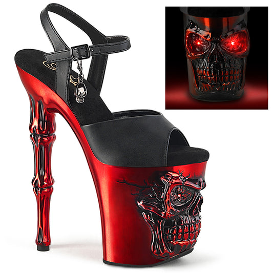 Pleaser  Sandali RAPTURE-809-LT BLK Fux in pelle/cromo rosso satinato