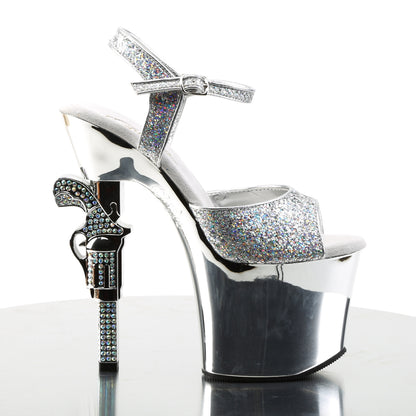 Pleaser Womens Sandals REVOLVER-709G Slv Multi Gltr/Slv Chrome