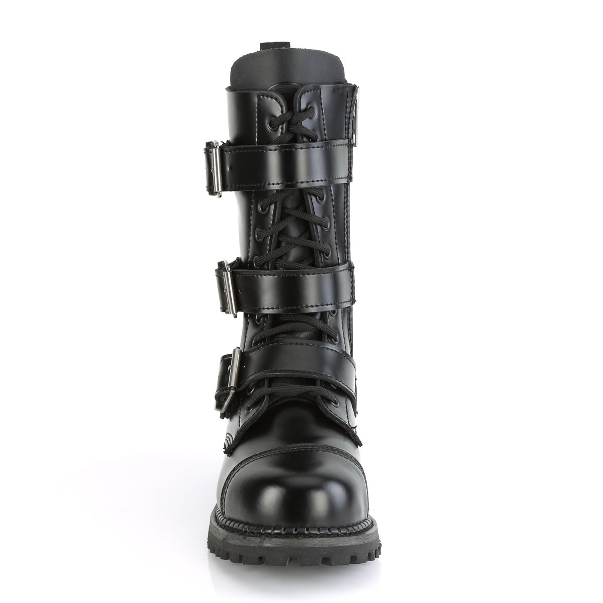 DemoniaCult Stivali da uomo RIOT-12bk in pelle BLK