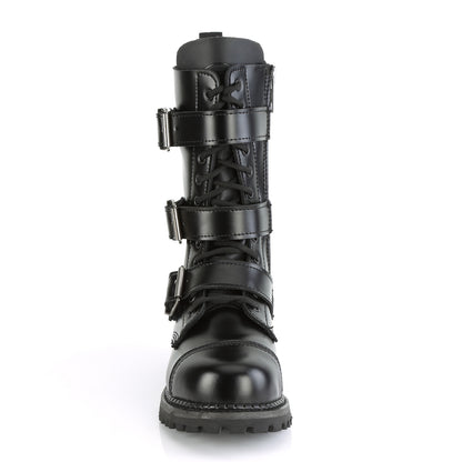 DemoniaCult Stivali da uomo RIOT-12bk in pelle BLK
