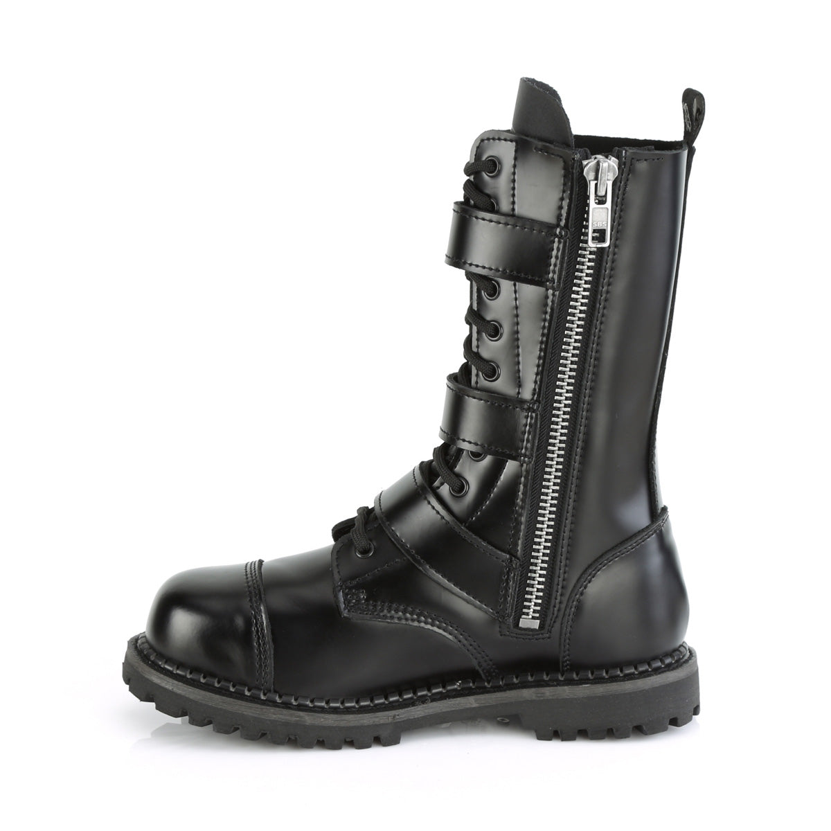 DemoniaCult Stivali da uomo RIOT-12bk in pelle BLK