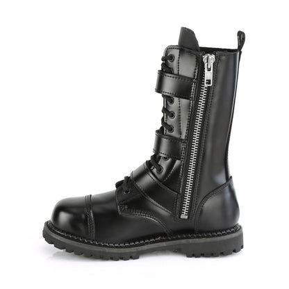 DemoniaCult Stivali da uomo RIOT-12bk in pelle BLK