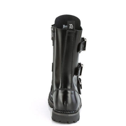 DemoniaCult Stivali da uomo RIOT-12bk in pelle BLK
