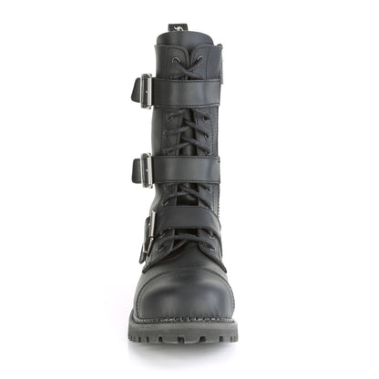 DemoniaCult Stivali da uomo RIOT-12bk blk vegan in pelle