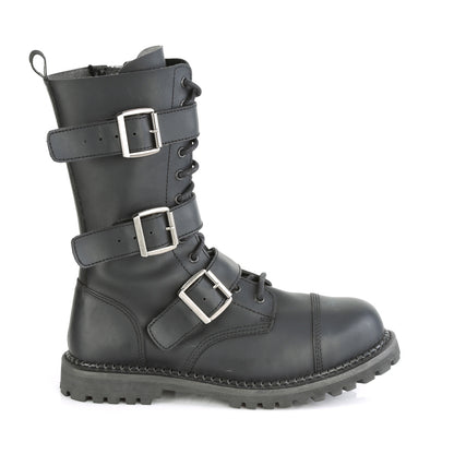 DemoniaCult Stivali da uomo RIOT-12bk blk vegan in pelle
