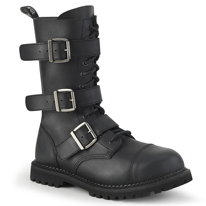 DemoniaCult Stivali da uomo RIOT-12bk blk vegan in pelle