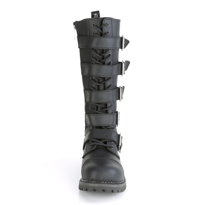 DemoniaCult Stivali da uomo RIOT-18bk blk vegan in pelle