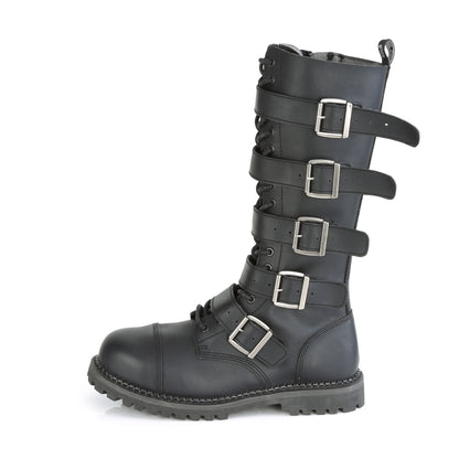 DemoniaCult Stivali da uomo RIOT-18bk blk vegan in pelle