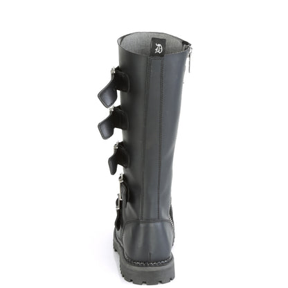 DemoniaCult Stivali da uomo RIOT-18bk blk vegan in pelle