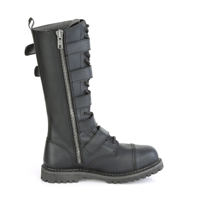 DemoniaCult Stivali da uomo RIOT-18bk blk vegan in pelle