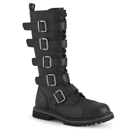 DemoniaCult Stivali da uomo RIOT-18bk blk vegan in pelle