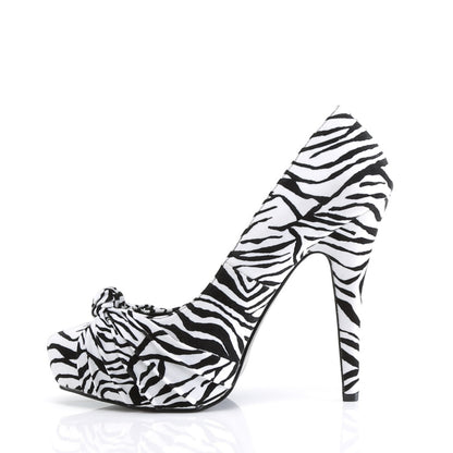 Pin Up Couture Womens Pumps SAFARI-06 Blk-Wht Zebra Print Velvet