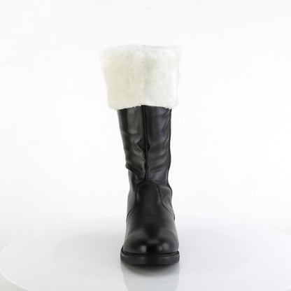 Funtasma Mens Boots SANTA-100 Blk Pu-Wht Faux Fur