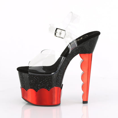 Pleaser Sandali da donna SCALLOP-708-2HGM CLR / Blk-Red Hologram