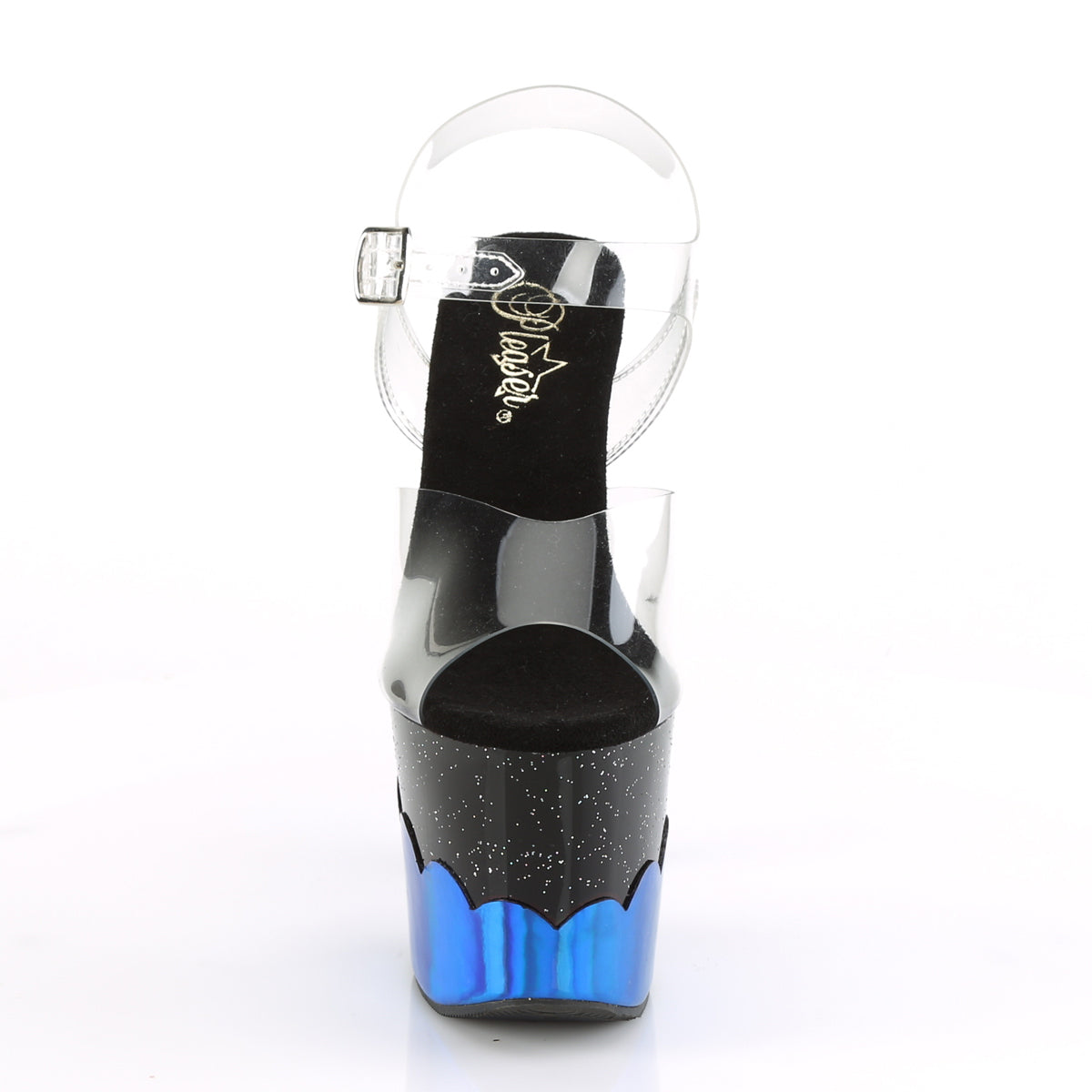Pleaser Sandali da donna SCALLOP-708-2HGM CLR / BLK-Blue Hologram