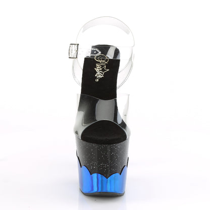 Pleaser Sandali da donna SCALLOP-708-2HGM CLR / BLK-Blue Hologram