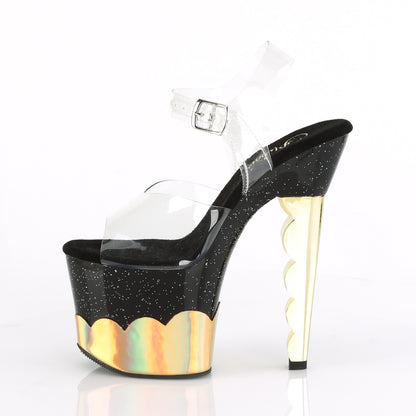 Pleaser Sandali da donna SCALLOP-708-2HGM CLR / Ologramma BLK-GOLD