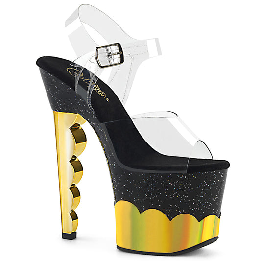 Pleaser Sandali da donna SCALLOP-708-2HGM CLR / Ologramma BLK-GOLD