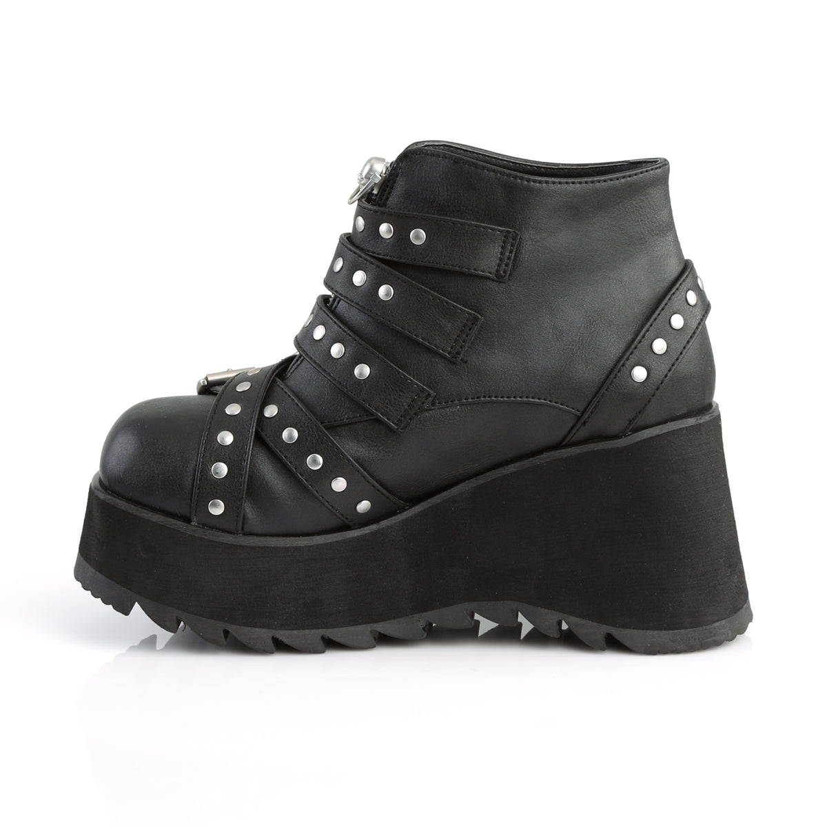 DemoniaCult Womens Ankle Boots SCENE-30 Blk Vegan Leather