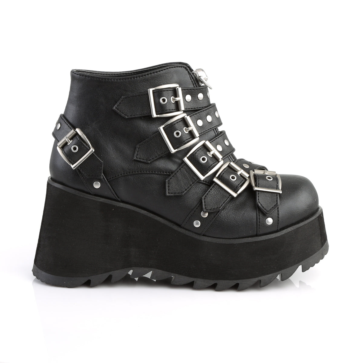 DemoniaCult Womens Ankle Boots SCENE-30 Blk Vegan Leather