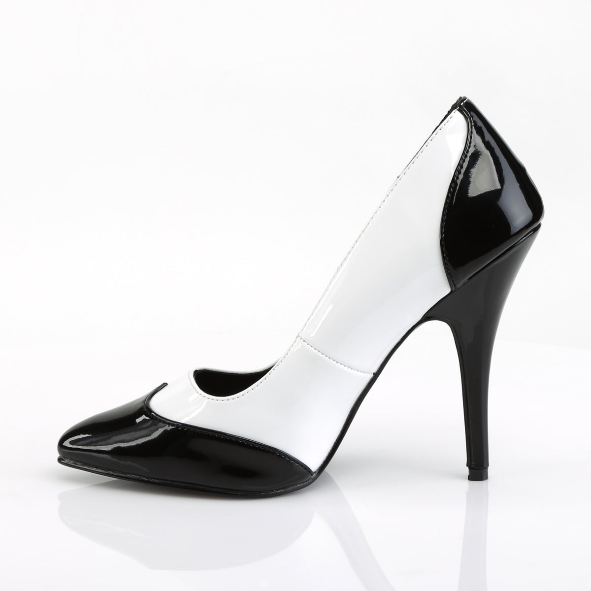 Pleaser Womens Pumps SEDUCE-425 Blk-Wht Pat