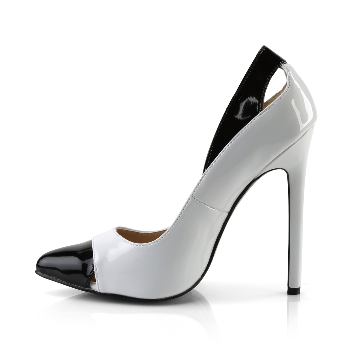 Pleaser Womens Pumps SEXY-22 Wht-Blk Pat