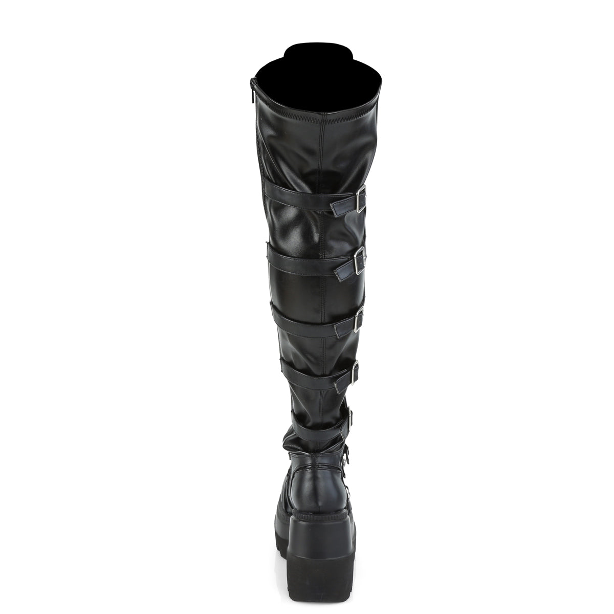 DemoniaCult Womens Boots SHAKER-350 Blk Veagn Leather-Stretch