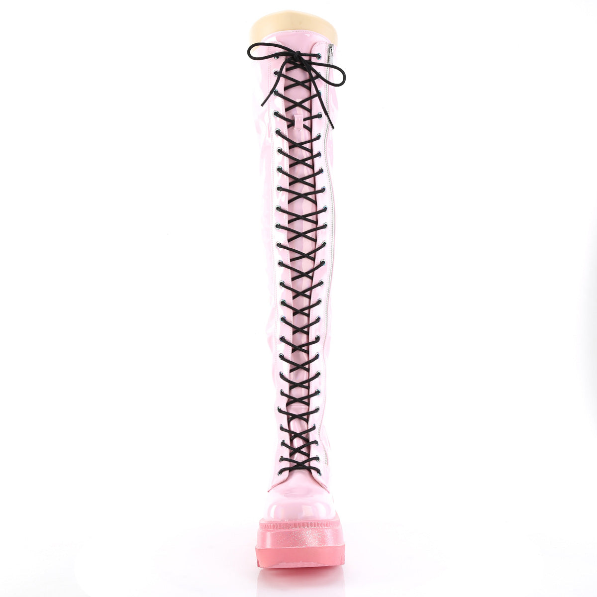DemoniaCult  Stivali SHAKER-374-1 B. Brevetto tratto ologramma rosa