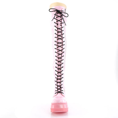 DemoniaCult  Stivali SHAKER-374-1 B. Brevetto tratto ologramma rosa