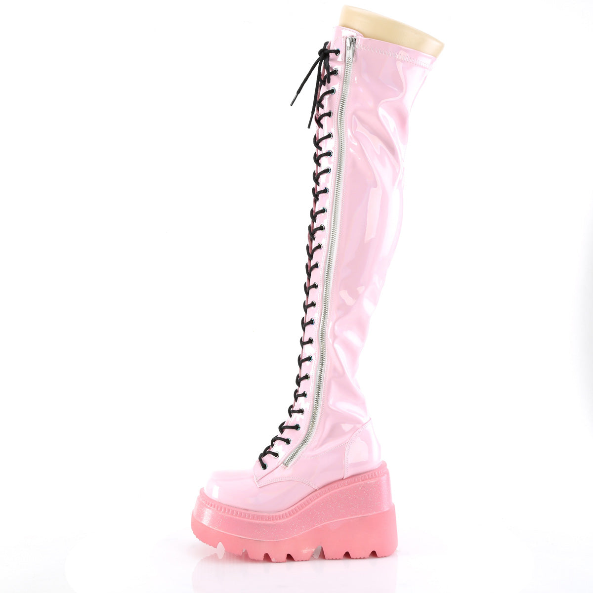 DemoniaCult  Stivali SHAKER-374-1 B. Brevetto tratto ologramma rosa