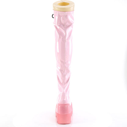 DemoniaCult  Stivali SHAKER-374-1 B. Brevetto tratto ologramma rosa