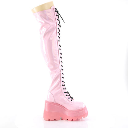DemoniaCult  Stivali SHAKER-374-1 B. Brevetto tratto ologramma rosa