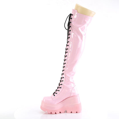 DemoniaCult Stivali da donna SHAKER-374 B. Brevet rosa elogramma