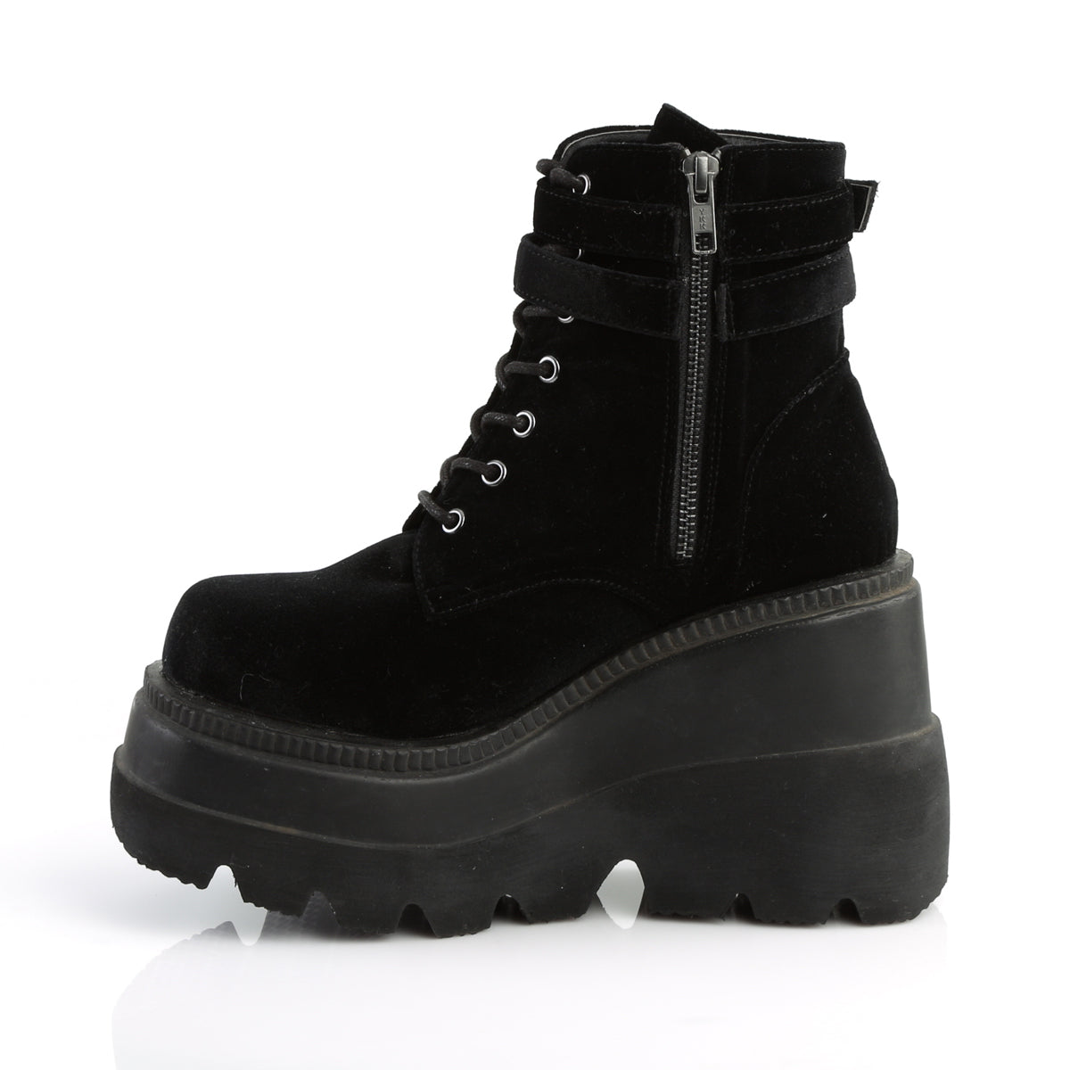 DemoniaCult Stivali alla caviglia femminile SHAKER-52 velluto blk
