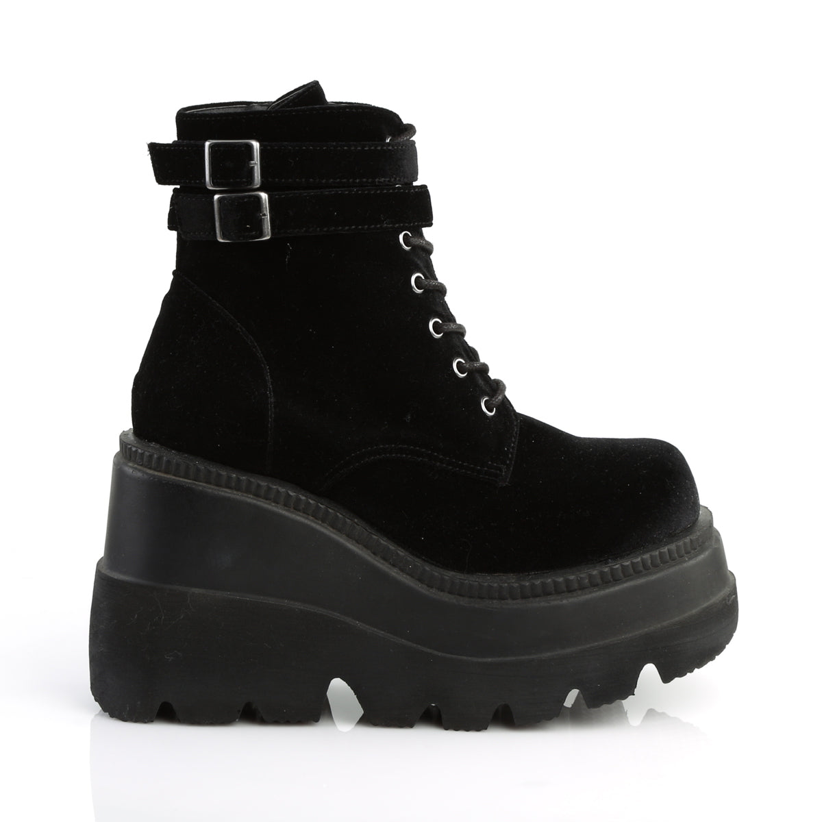 DemoniaCult Stivali alla caviglia femminile SHAKER-52 velluto blk