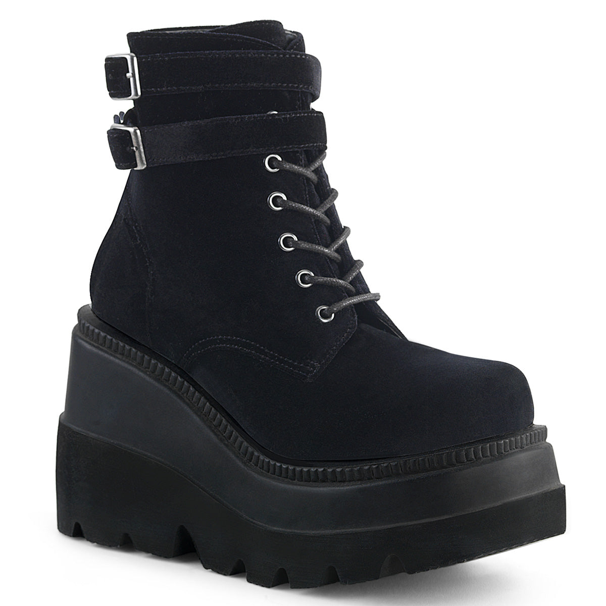 DemoniaCult Stivali alla caviglia femminile SHAKER-52 velluto blk