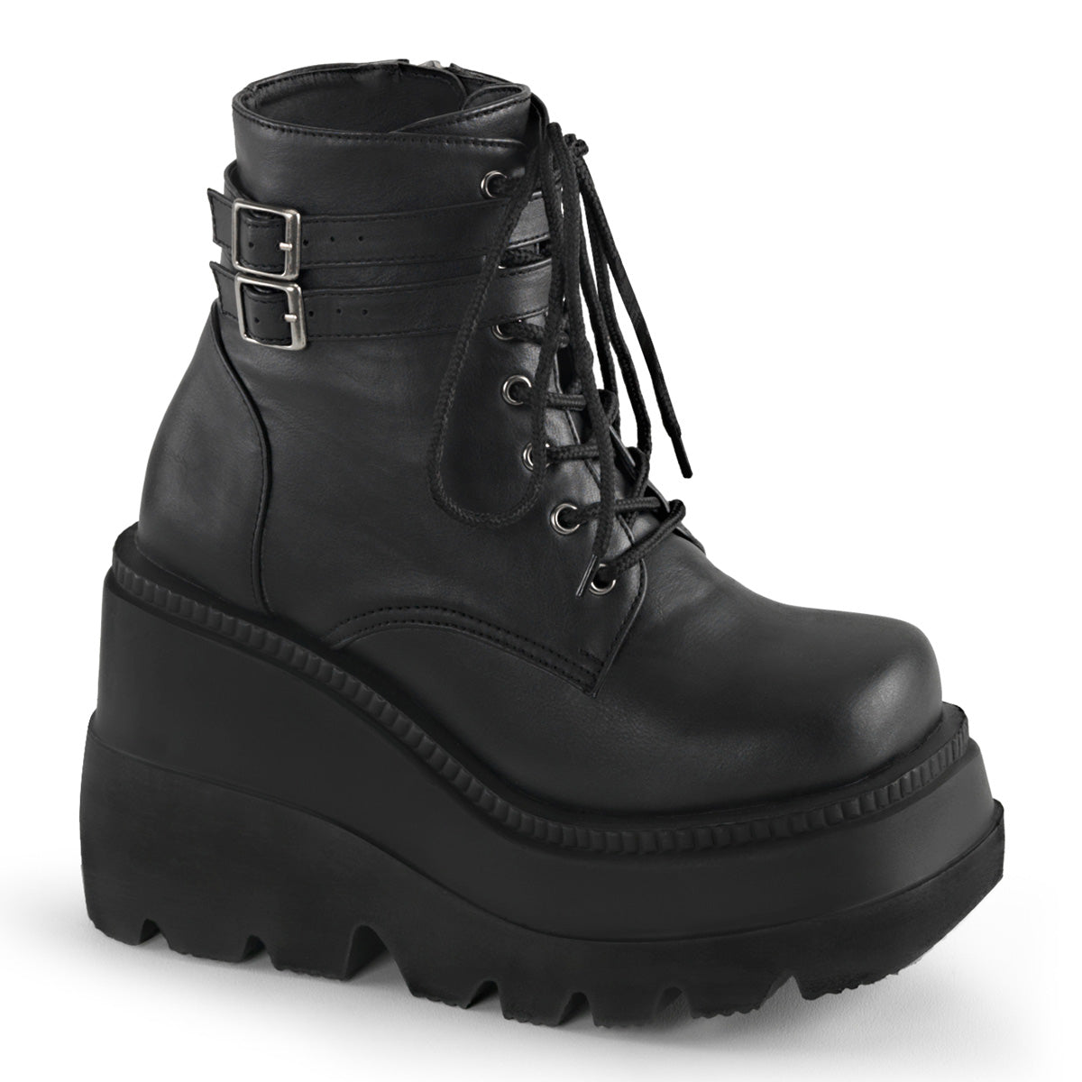 DemoniaCult Womens Ankle Boots SHAKER-52 Blk Vegan Leather